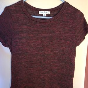 maroon t-shirt sweater